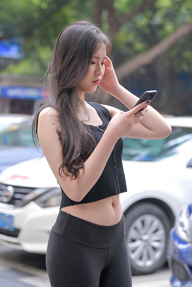 图片[5]-喝奶茶的黑色瑜伽裤长发姑娘【376P】00055-好看资源