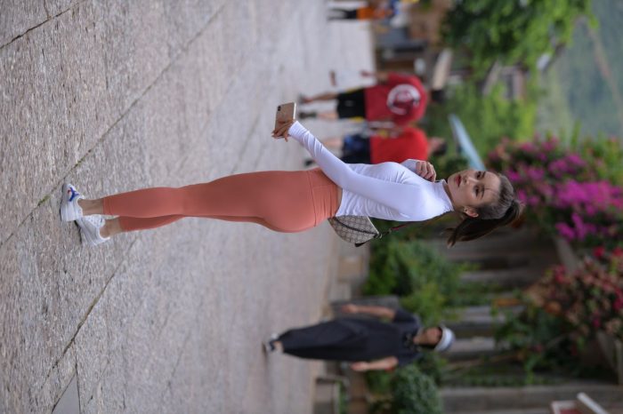 橙色瑜伽裤的高马尾姑娘【615P】00051-好看资源